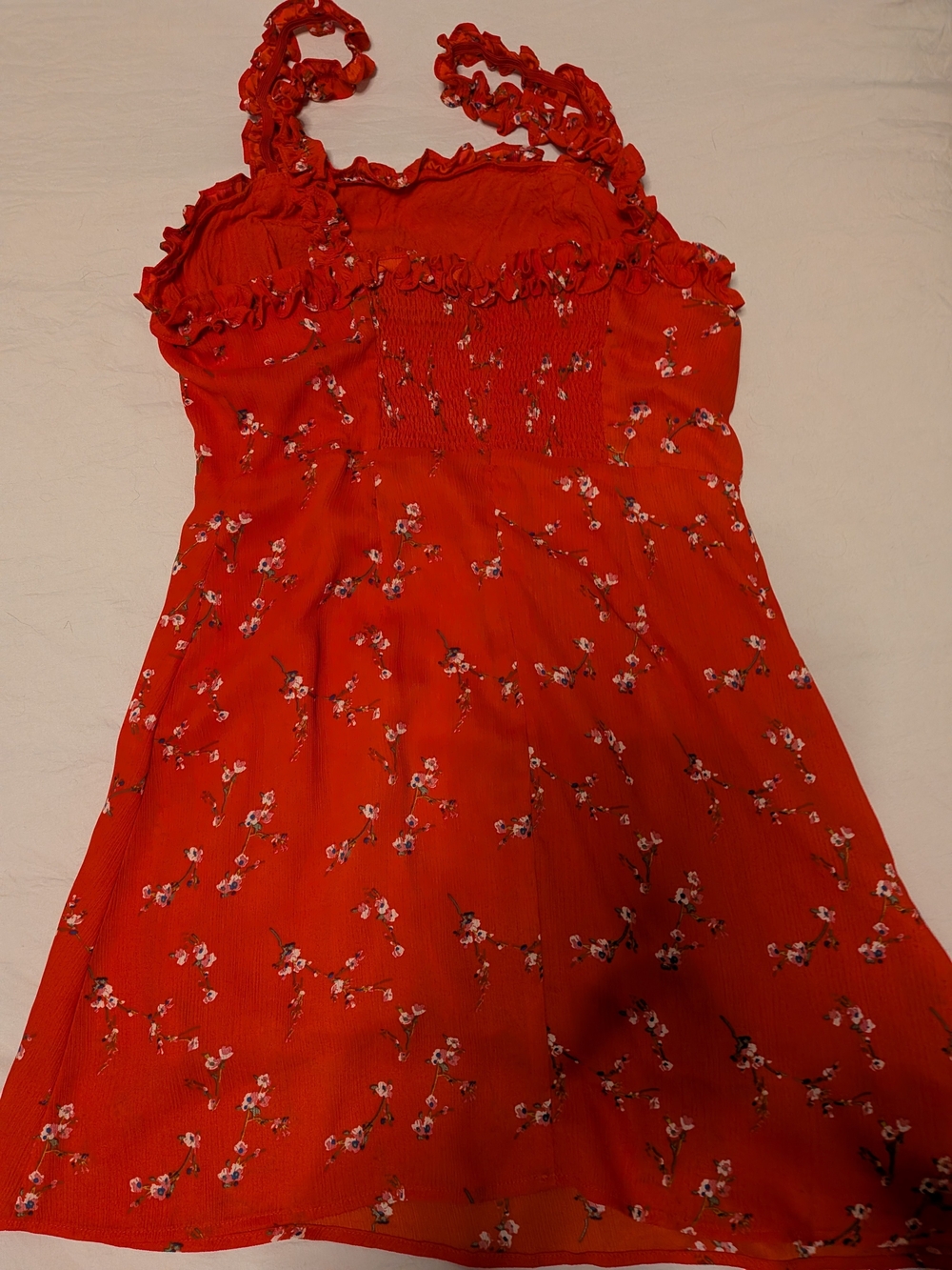 Lulu's Red Floral Ruffle-Strap Mini Dress - Picture 6 of 12